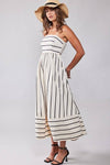 WILDFLOWER CREAM & BLACK STRIPED MAXI DRESS