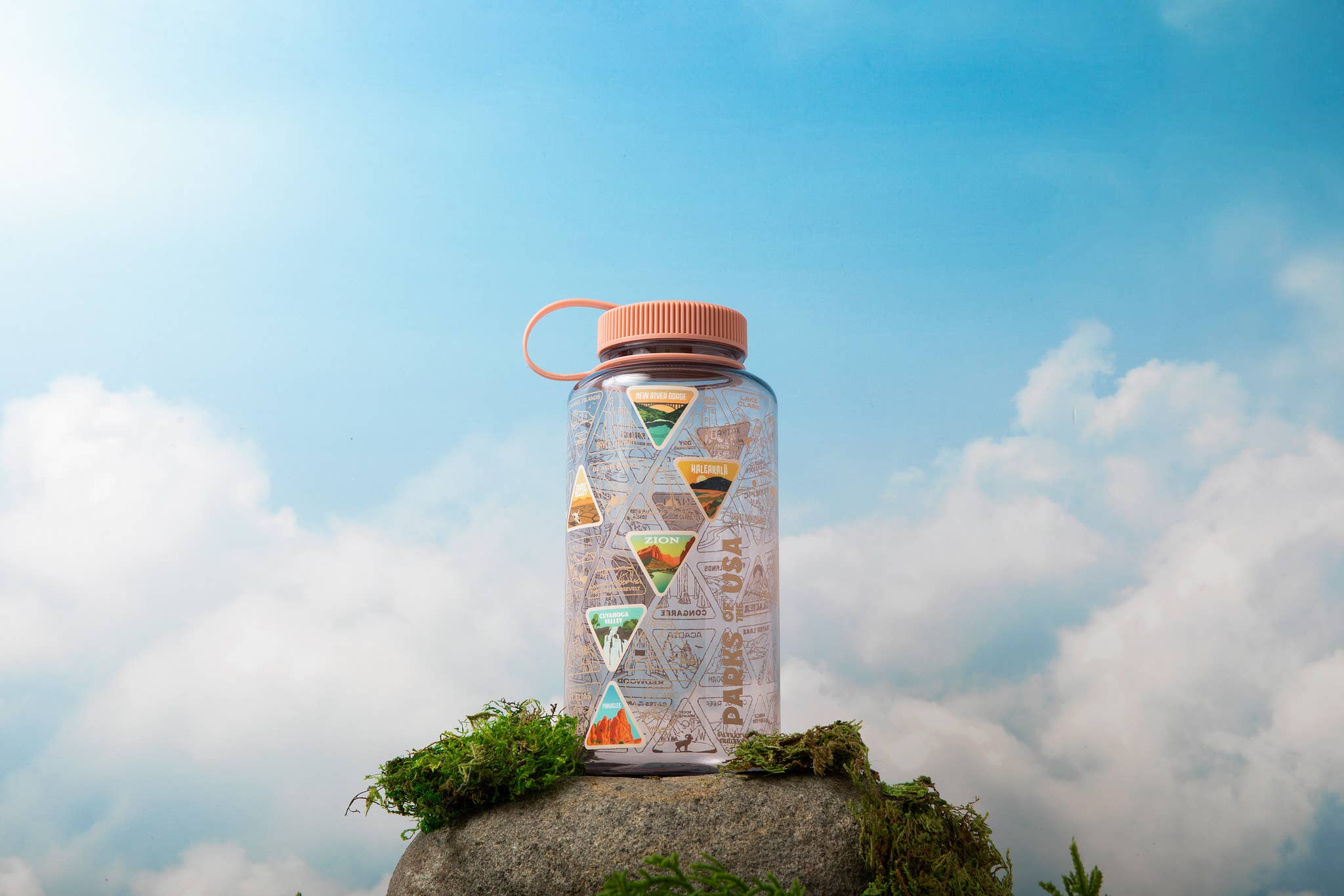 MAUVE, PARKS OF THE USA STICKER ADVENTURE BUCKET LIST WATER BOTTLE 32OZ