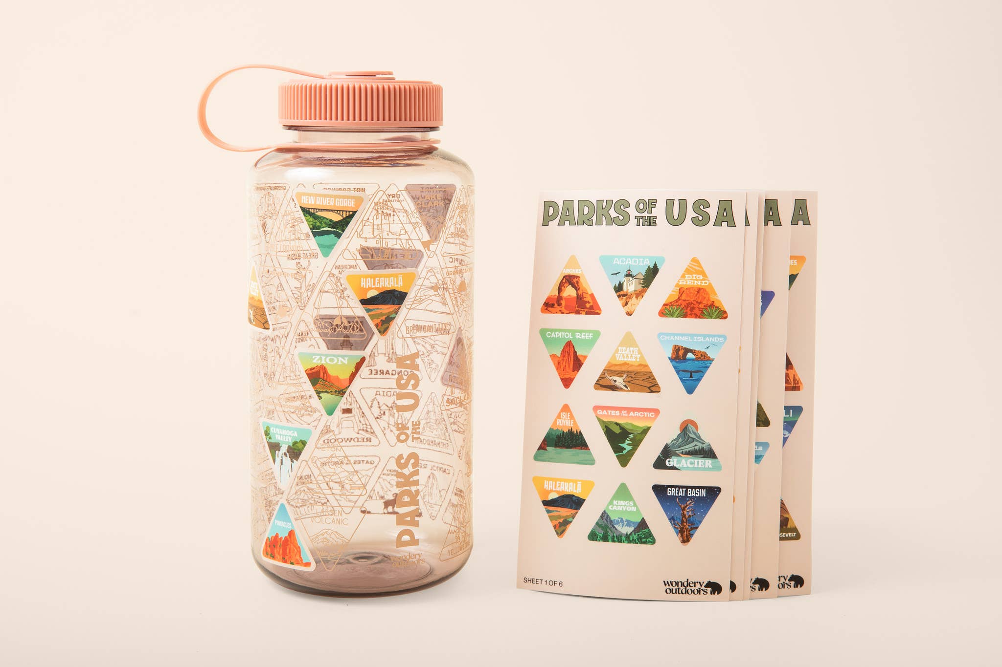 MAUVE, PARKS OF THE USA STICKER ADVENTURE BUCKET LIST WATER BOTTLE 32OZ