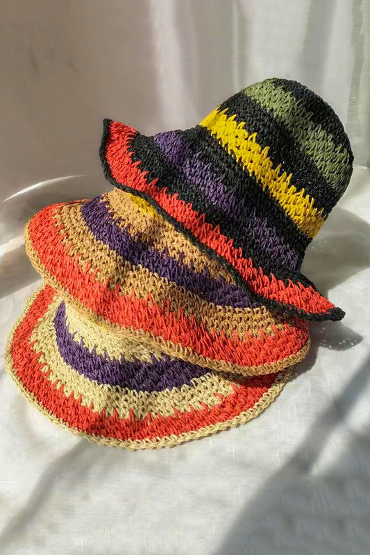 PACKABLE CROCHET STRAW BUCKET HAT