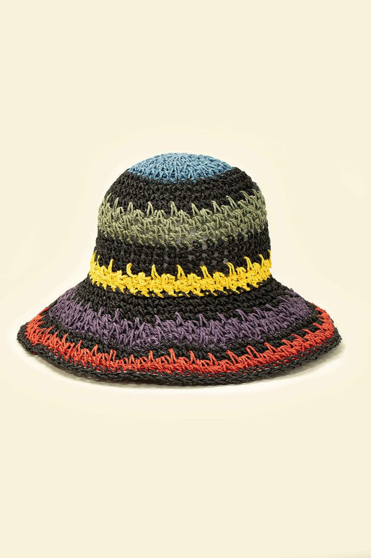 PACKABLE CROCHET STRAW BUCKET HAT