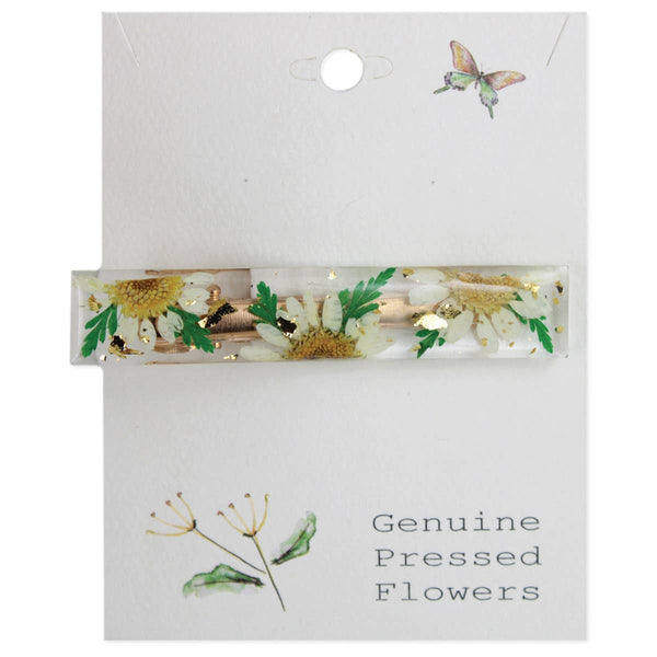 WHITE DRIED FLOWER BAR HAIRCLIP
