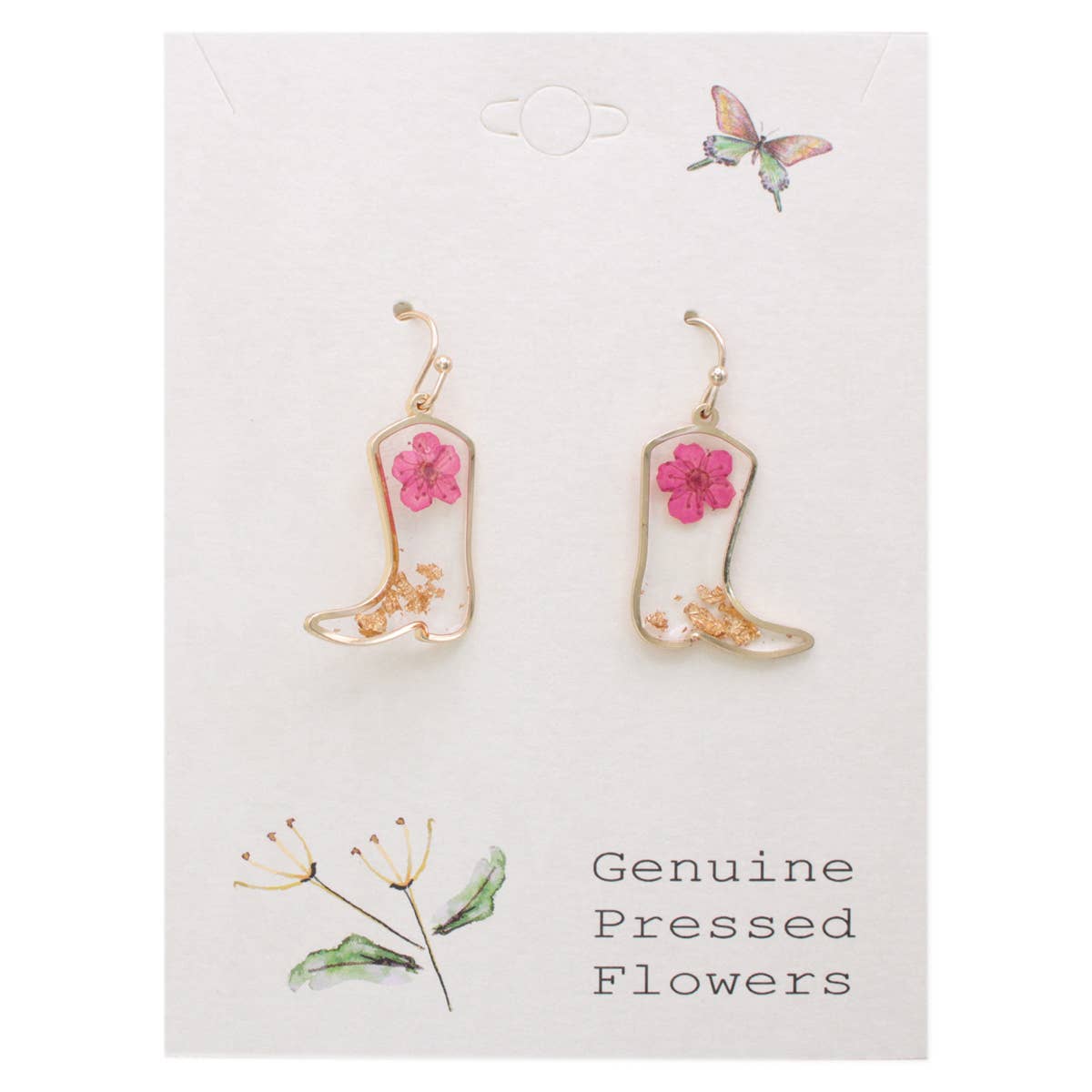 BOTANICAL BOOTS DRIED FLOWER COWBOY BOOT EARRINGS