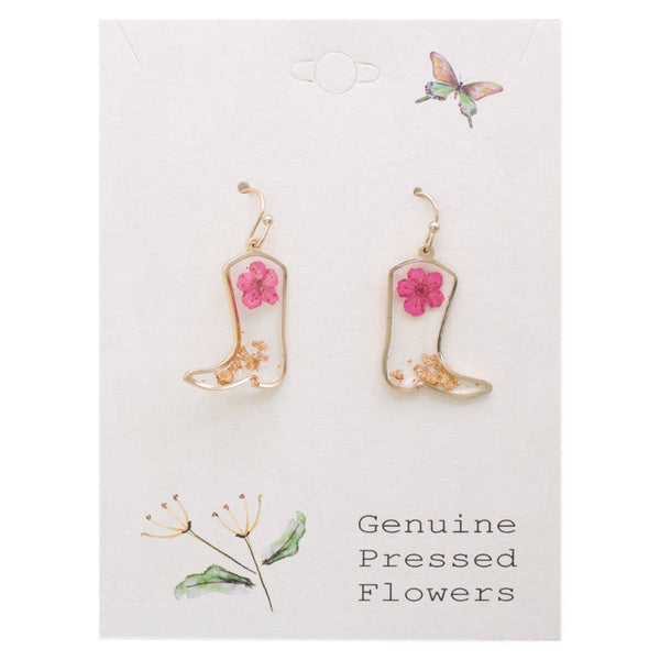 BOTANICAL BOOTS DRIED FLOWER COWBOY BOOT EARRINGS