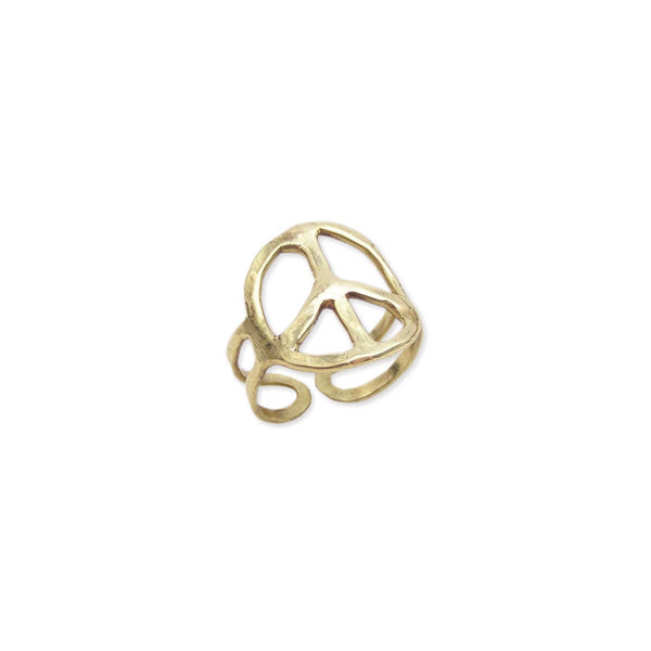 WOODSTOCK VIBES GOLD PEACE SIGN RING