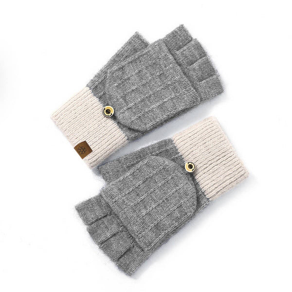 HALF FINGER FLAP KNIT GLOVES