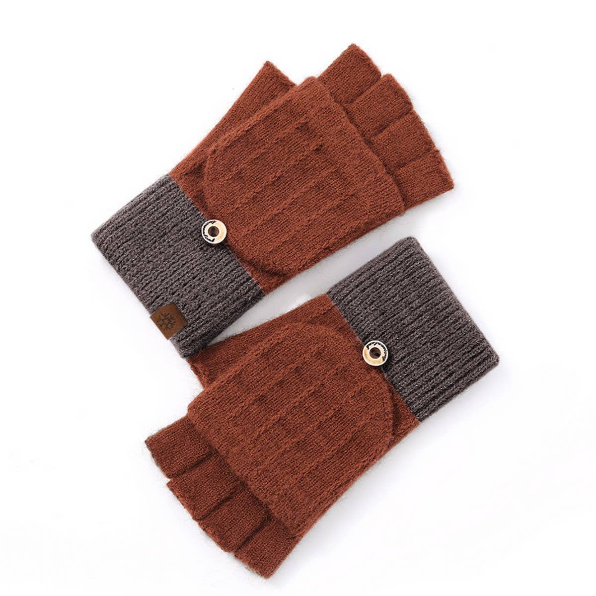 HALF FINGER FLAP KNIT GLOVES