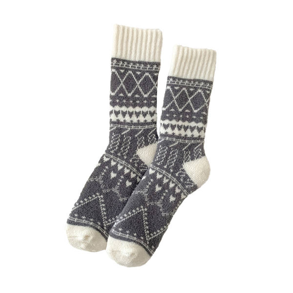 Pair of patterned socks on a white background