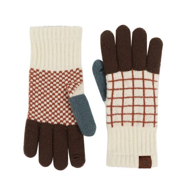 Pair of gloves with checkered pattern on a white background