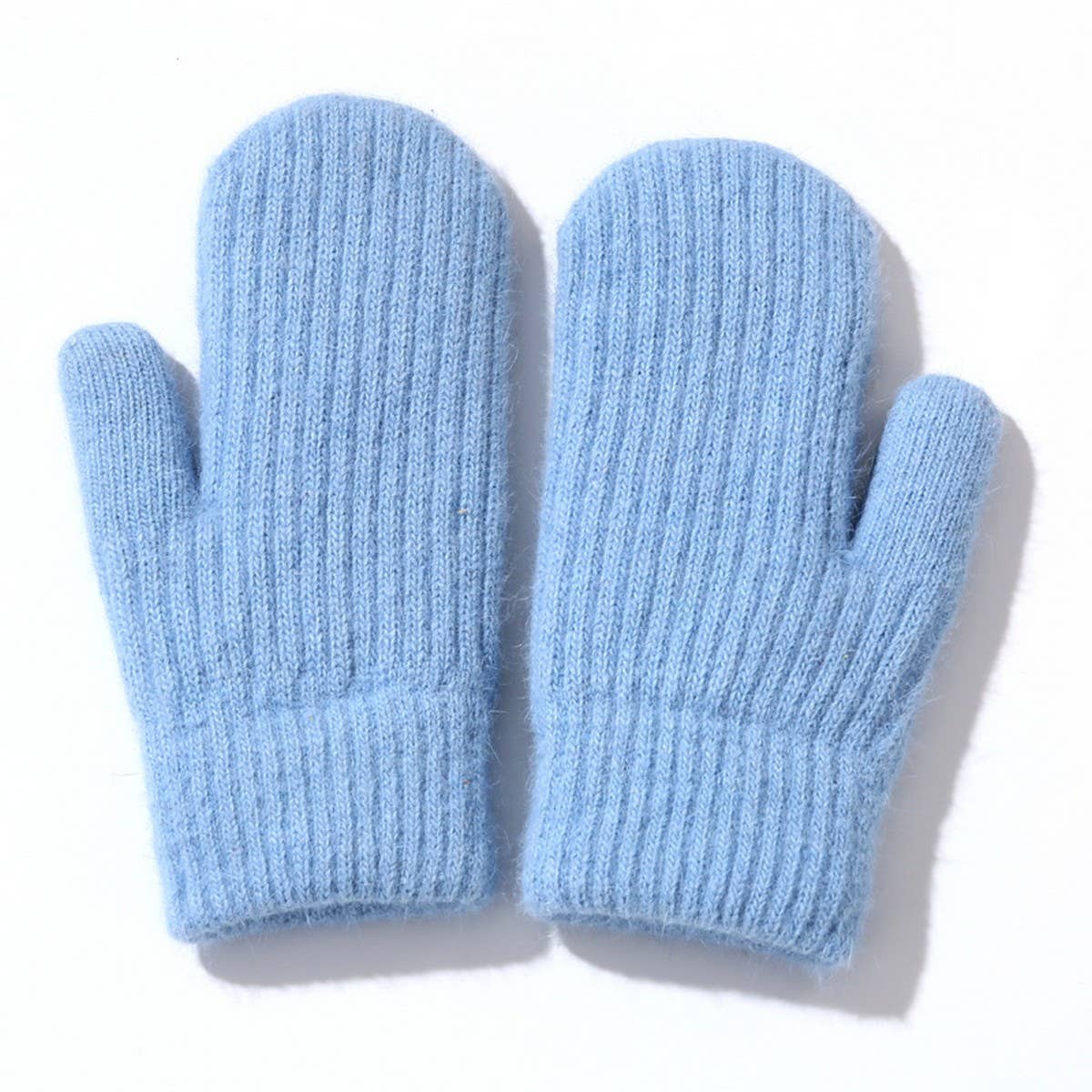 KNITTED WOOL COVERED WINDPROOF WARM MITTEN GLOVES