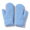 KNITTED WOOL COVERED WINDPROOF WARM MITTEN GLOVES