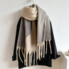 GEOMETRIC FRINGE THICK COLORBLOCK SHAWL SCARF
