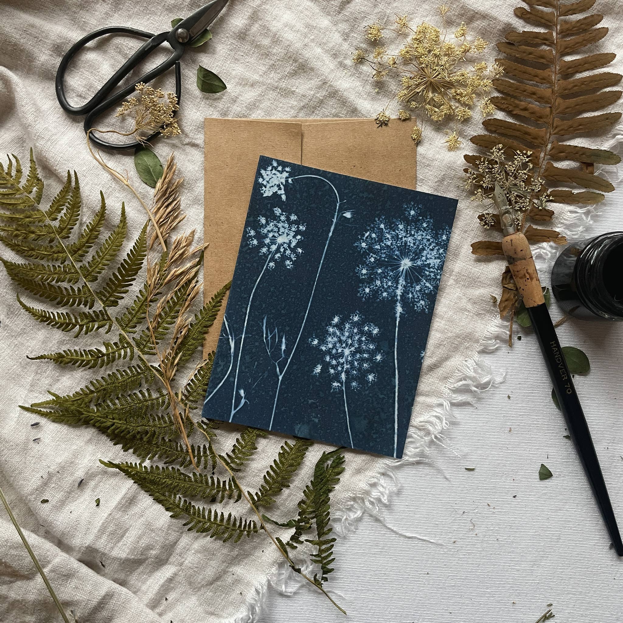Slow Mornings no. 3 | Botanical Cyanotype Blank Card