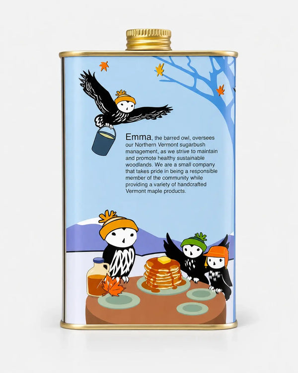 PURE ORGANIC VERMONT MAPLE SYRUP IN DECORATIVE TIN - ONE PINT