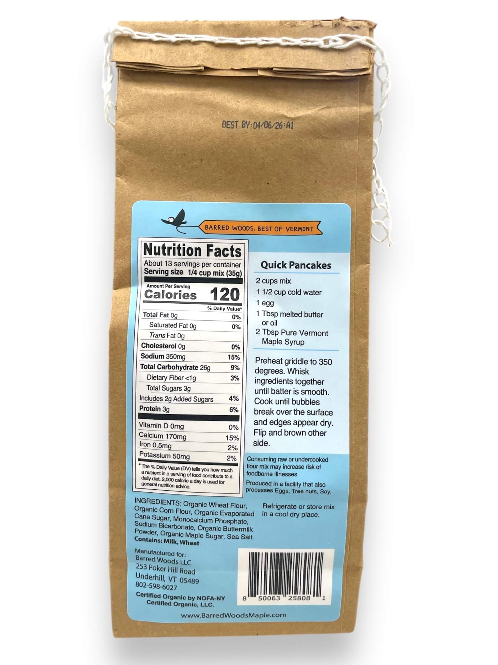pancake bag nutrition information
