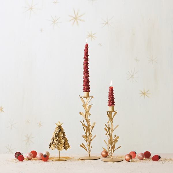 METAL FLOWERS CHRISTMAS TREE WITH STAR, GOLD FINISH