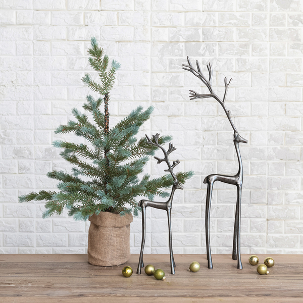 CAST ALUMINUM REINDEER, GUNMETAL FINSIH
