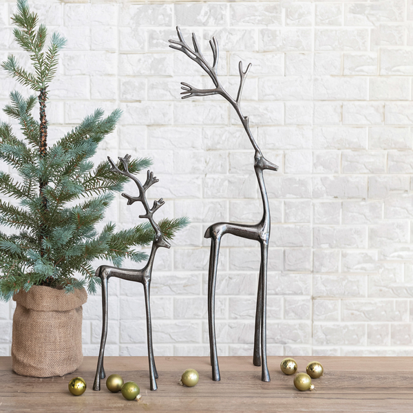 CAST ALUMINUM REINDEER, GUNMETAL FINSIH