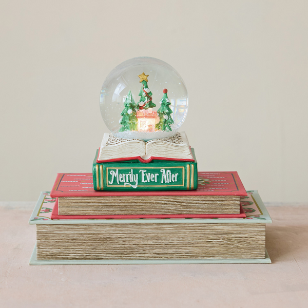 RESIN SNOW GLOBE WITH LED LIGHT "MERRILY EVER AFTER"