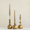 METAL BALL TAPER HOLDER, ANTIQUE GOLD FINISH