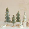 SISAL BOTTLE BRUSH TREE WITH GOLD GLITTER AND WOOD BASE, MINT COLOR