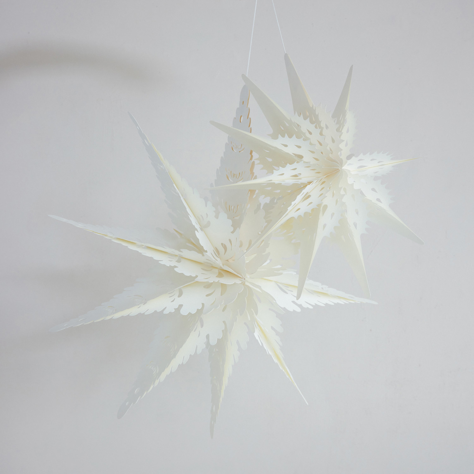 RECYCLED PAPER FOLDING SNOWFLAKE ORNAMENT, IVORY COLOR