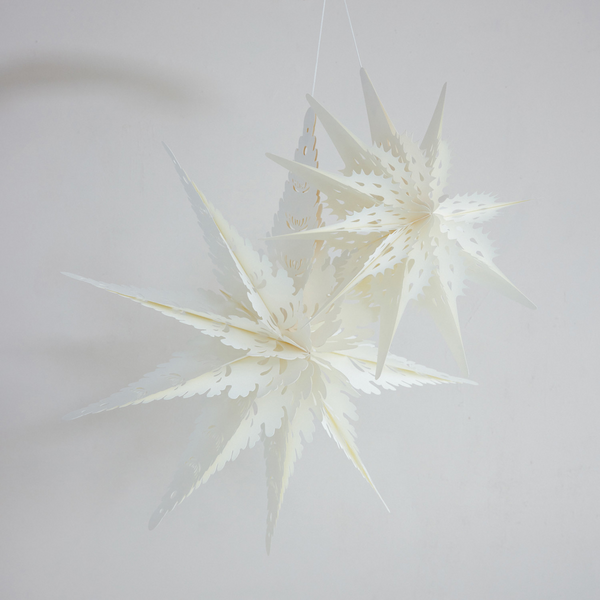 RECYCLED PAPER FOLDING SNOWFLAKE ORNAMENT, IVORY COLOR