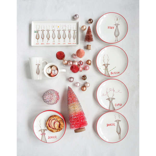 STONEWARE PLATTER WITH SANTA’S REINDEER