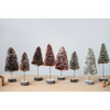 SISAL BOTTLE BRUSH TREE WITH WOOD SLICE BASE, SNOW FINISH