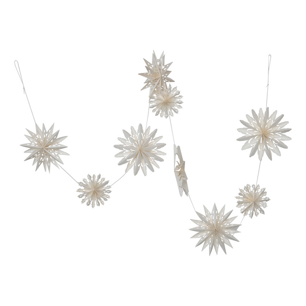 72"L SNOWFLAKE GARLAND IN KRAFT BOX, WHITE