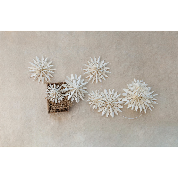 72"L SNOWFLAKE GARLAND IN KRAFT BOX, WHITE