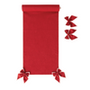 COTTON & LINEN TABLE RUNNER WITH DETACHABLE BOWS & PINK STITCHED EDGE, RED