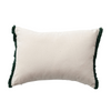 COTTON SLUB PRINTED LUMBAR PILLOW WITH TREE PATTERN, EMBROIDERY & TUFTED FRINGE