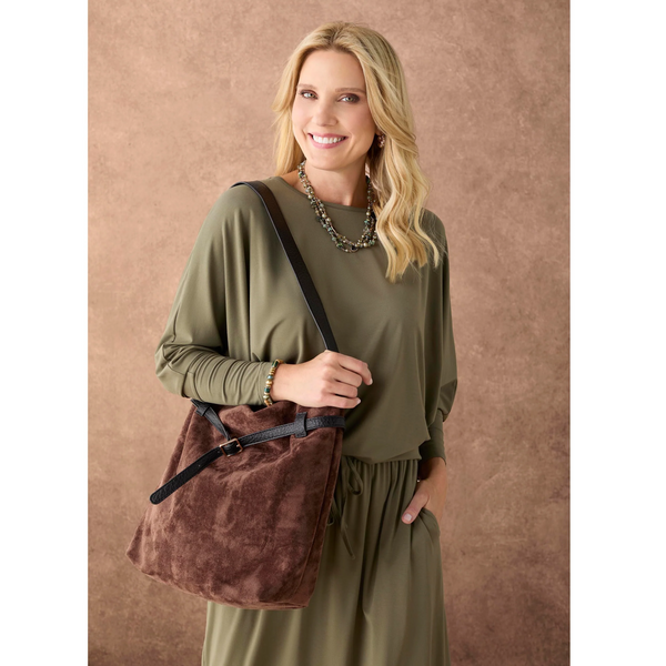 FAUX SUEDE BUCKET BAG