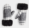 FUR CUFF PLAID MITTEN