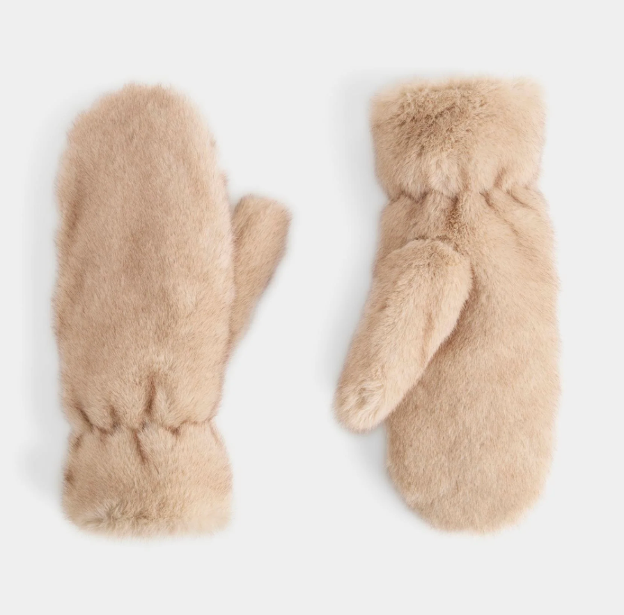 PLUSH MITTENS - NATURAL