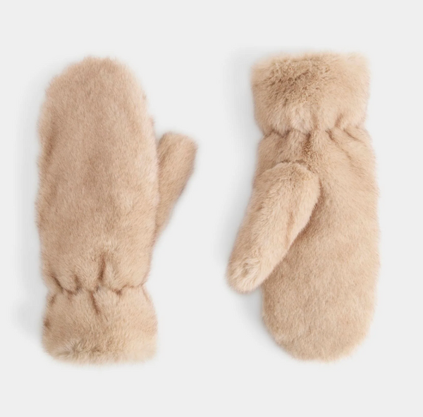 PLUSH MITTENS - NATURAL