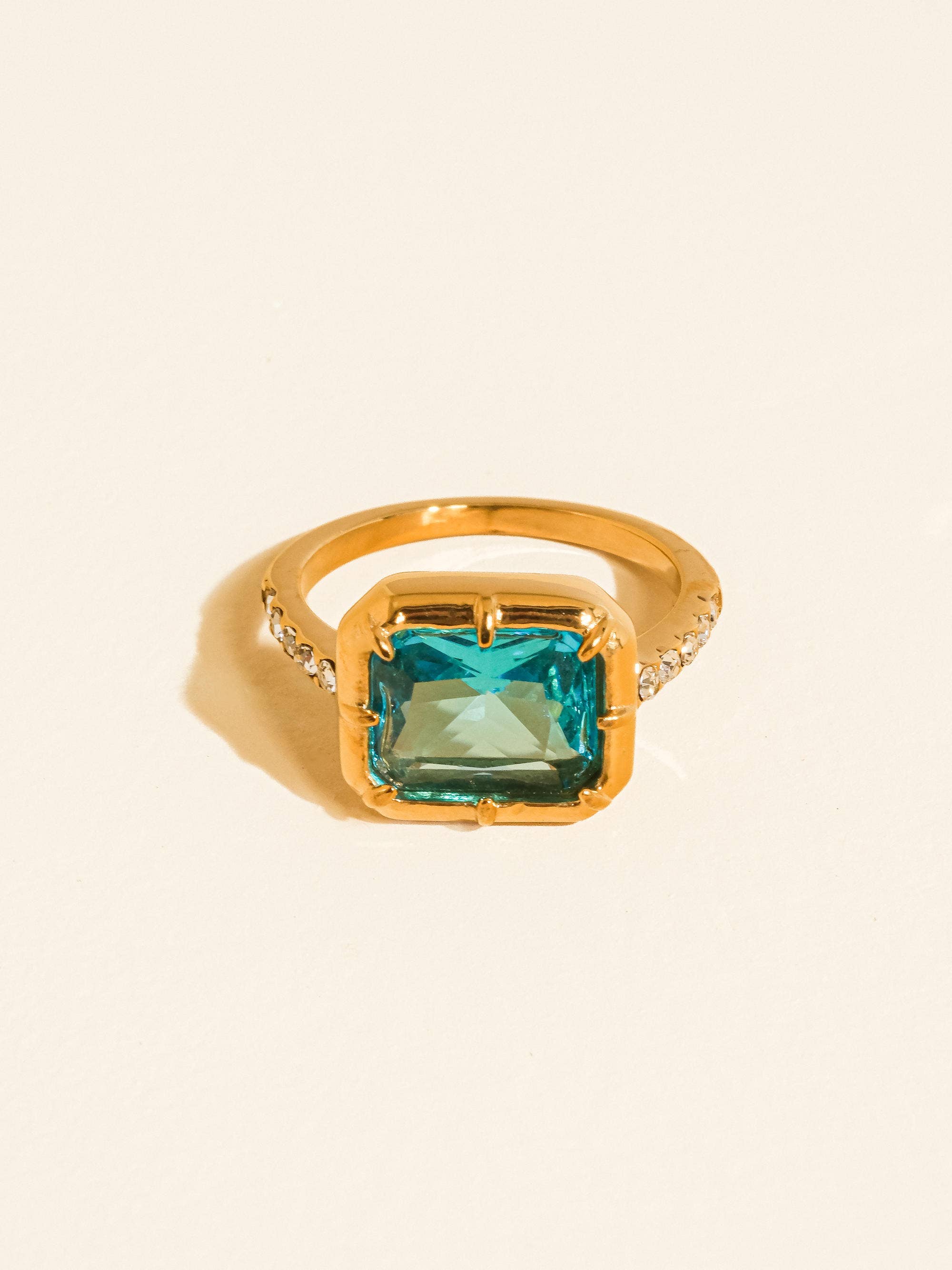 VERDET 18K GOLD NON-TARNISH GEMSTONE STATEMENT RING