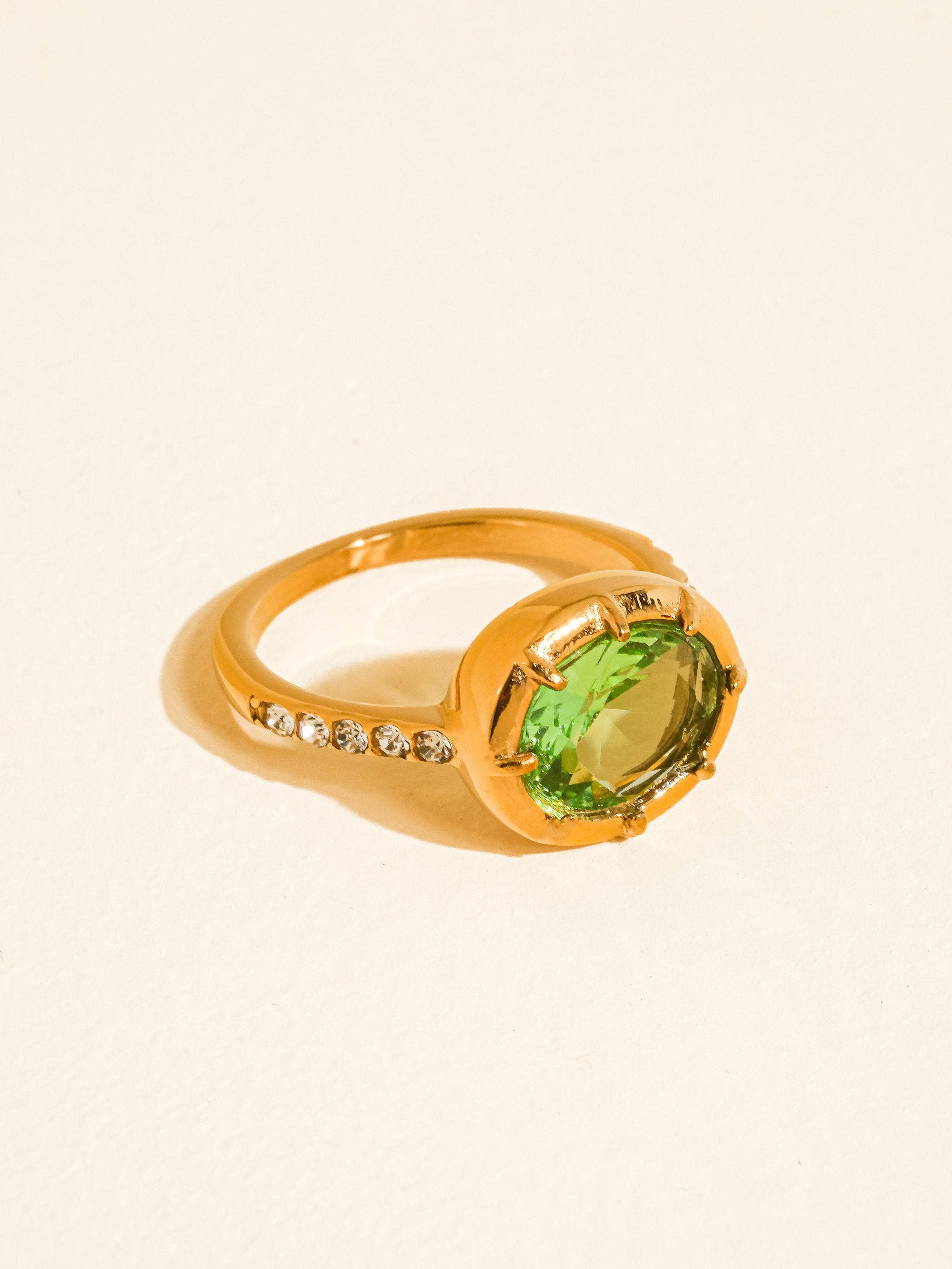 VERDET 18K GOLD NON-TARNISH GEMSTONE STATEMENT RING