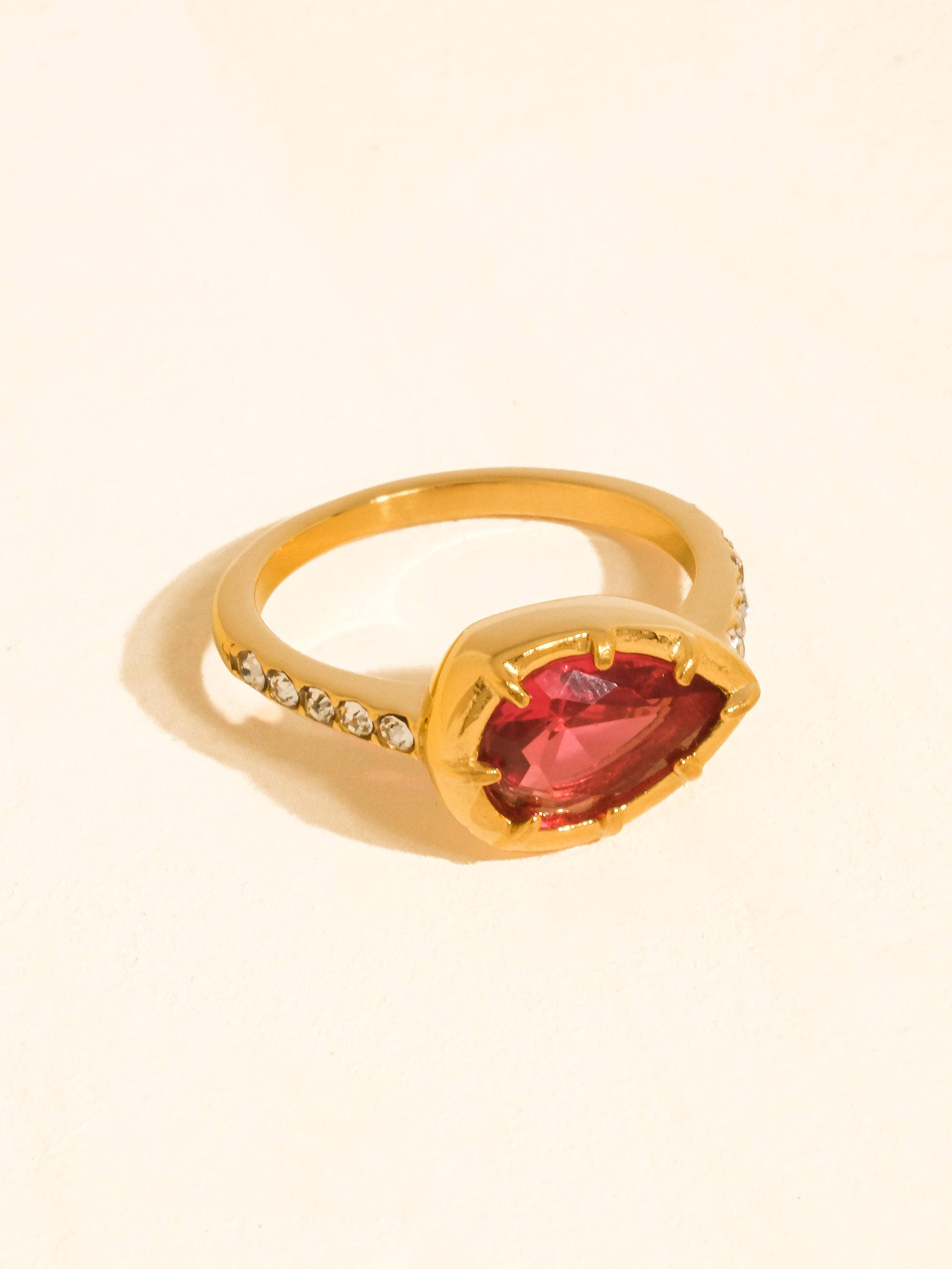 VERDET 18K GOLD NON-TARNISH GEMSTONE STATEMENT RING