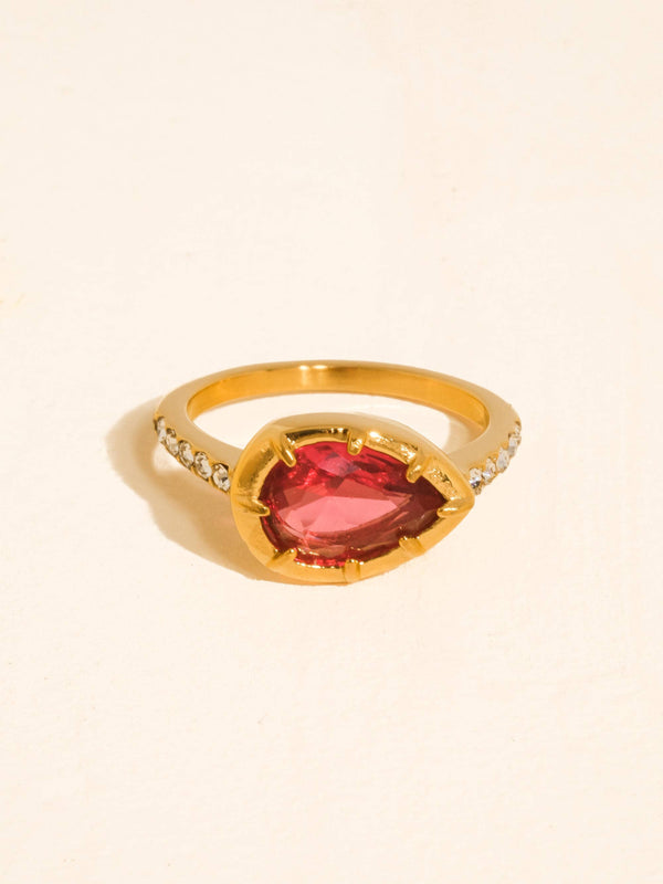 VERDET 18K GOLD NON-TARNISH GEMSTONE STATEMENT RING