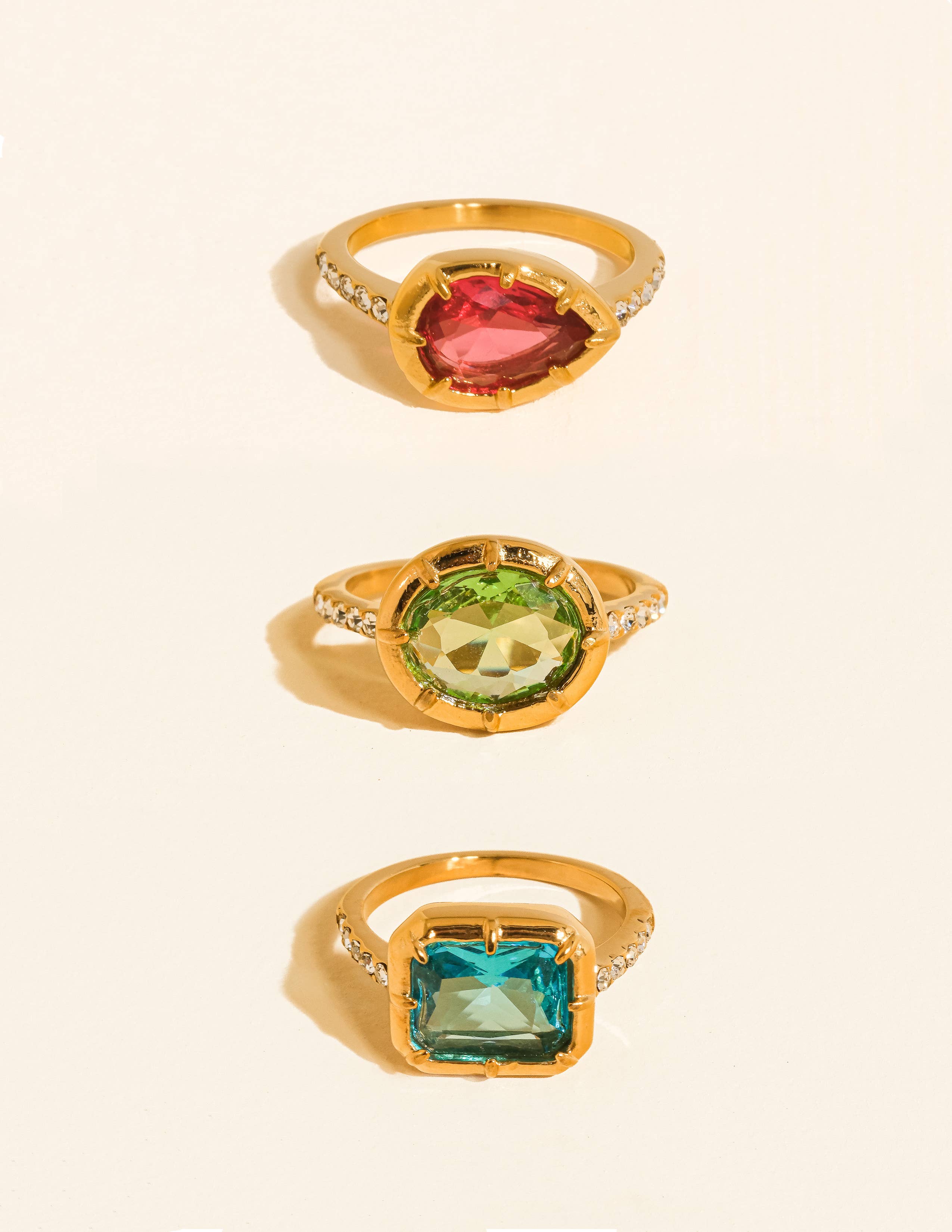 VERDET 18K GOLD NON-TARNISH GEMSTONE STATEMENT RING
