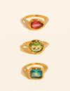VERDET 18K GOLD NON-TARNISH GEMSTONE STATEMENT RING