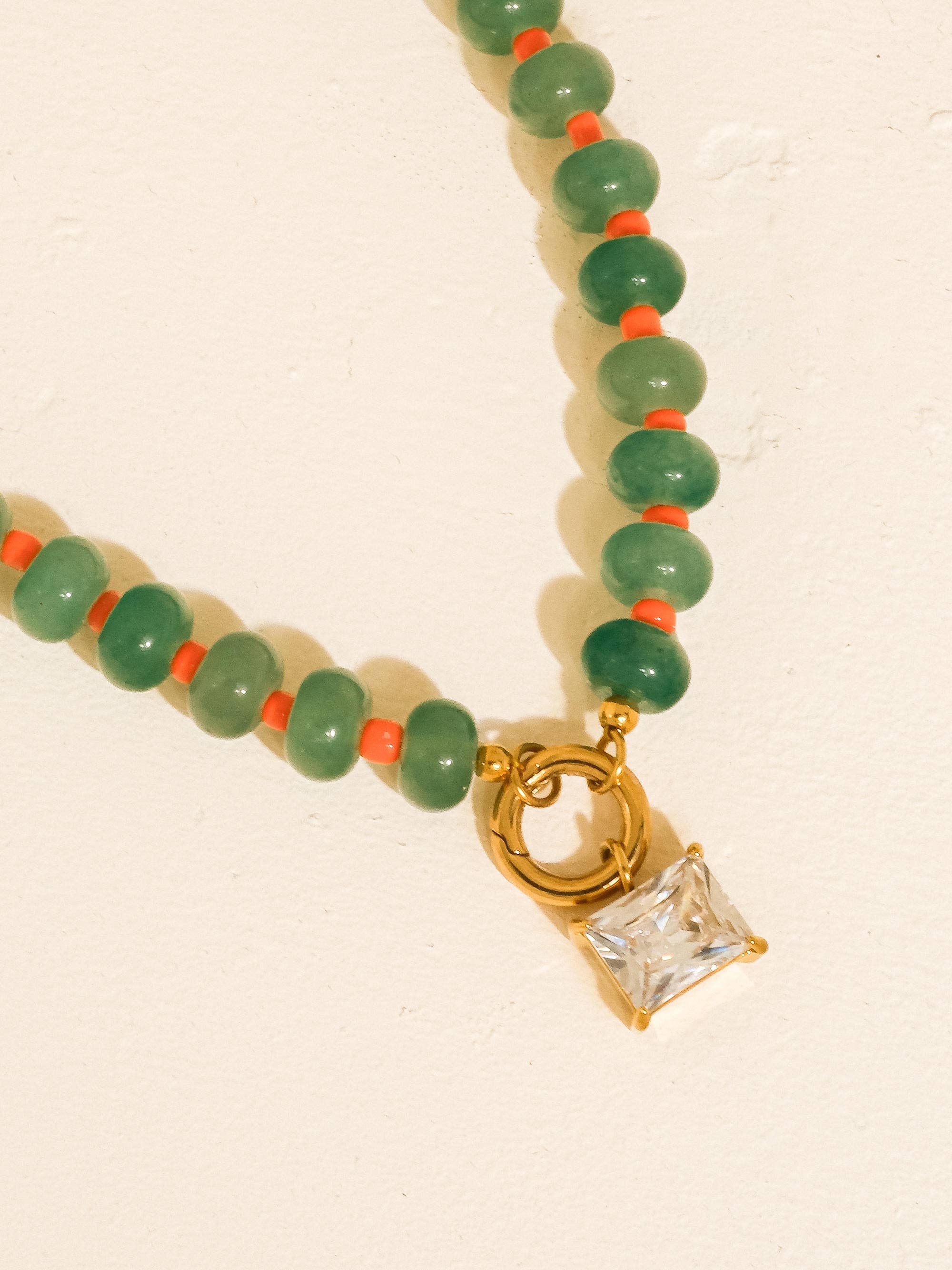 ANNECY 18K GOLD NON-TARNISH BOHO BEADED CZ NECKLACE
