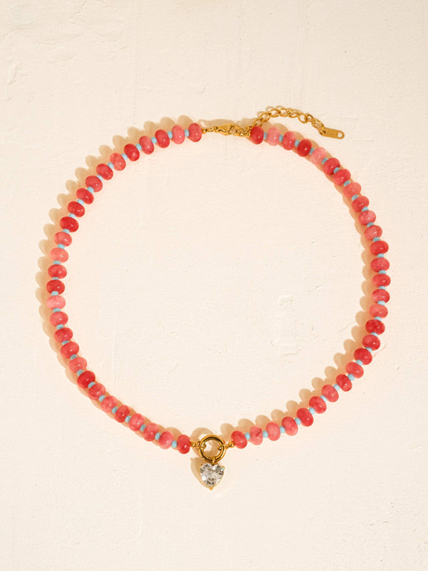 ANNECY 18K GOLD NON-TARNISH BOHO BEADED CZ NECKLACE
