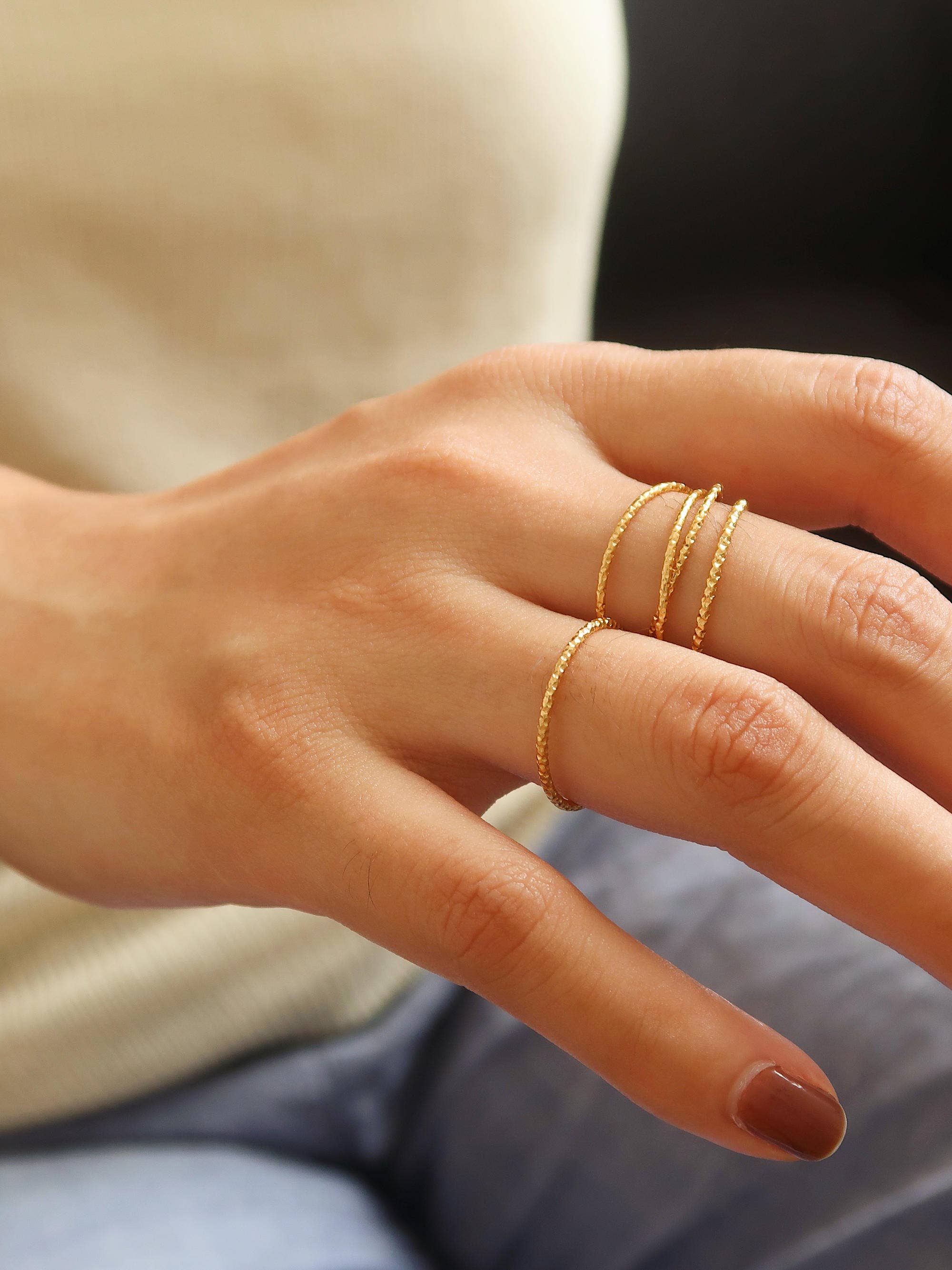 18K NON-TARNISH MILGRAIN RING-RACHEL