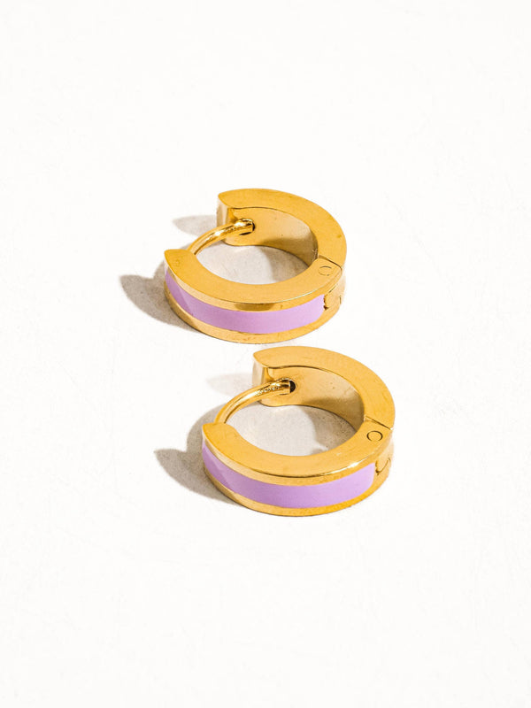 ETTA 18K NON-TARNISH COLORED HOOP EARRING: BLACK