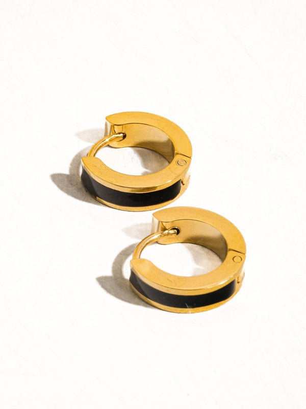 ETTA 18K NON-TARNISH COLORED HOOP EARRING: BLACK