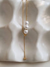 MOTANA 18K GOLD NON-TARNISH PEARL Y DROP SWEATER NECKLACE