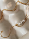 MOTANA 18K GOLD NON-TARNISH PEARL Y DROP SWEATER NECKLACE